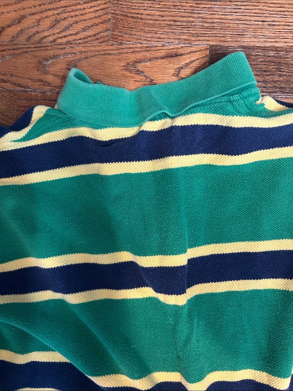 Ralph Lauren Green, Navy & Yellow Striped Rugby Polo